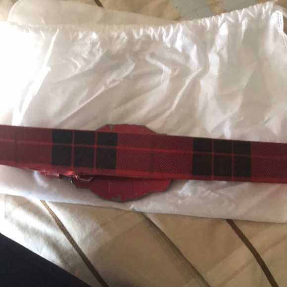 McQueen plaid stamped red leather belt - Picture 3 of 4